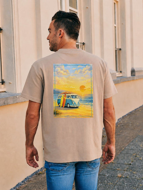 Rink t-shirt backprint heavy jersey taupe