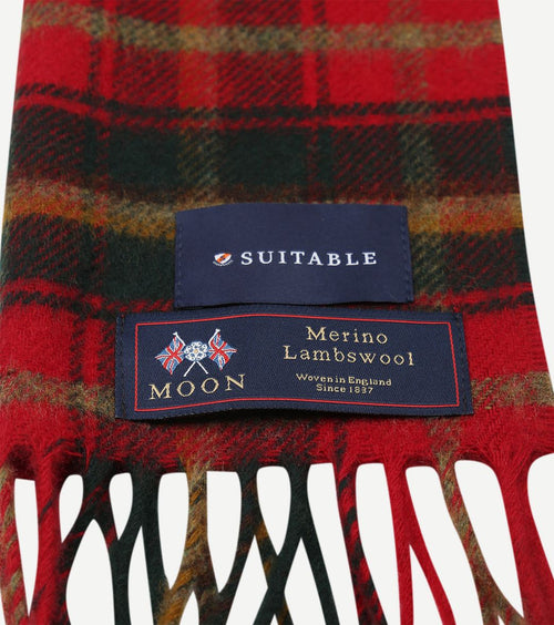 Sjaal ruit merino wol rood