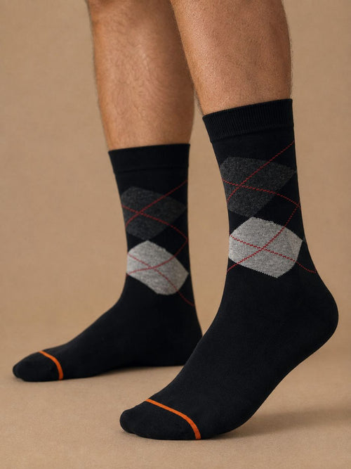 Sokken argyle zwart