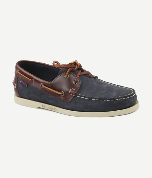 Sebago bootschoenen docksides portland donkerblauw bruin | Steppin