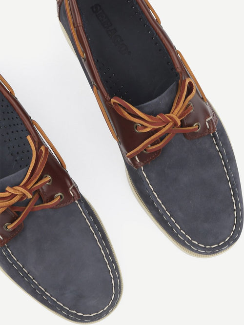 Sebago bootschoenen docksides portland donkerblauw bruin