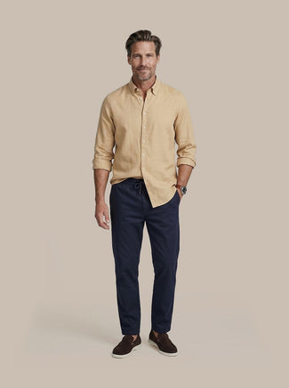 Overhemd linen cotton beige