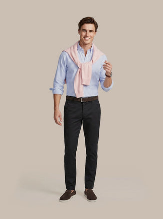 Overhemd linen cotton streep blauw