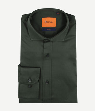 Suitable satin overhemd donkergroen | Slim-fit