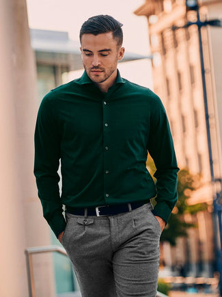 Suitable sorona overhemd donkergroen | Slim-fit