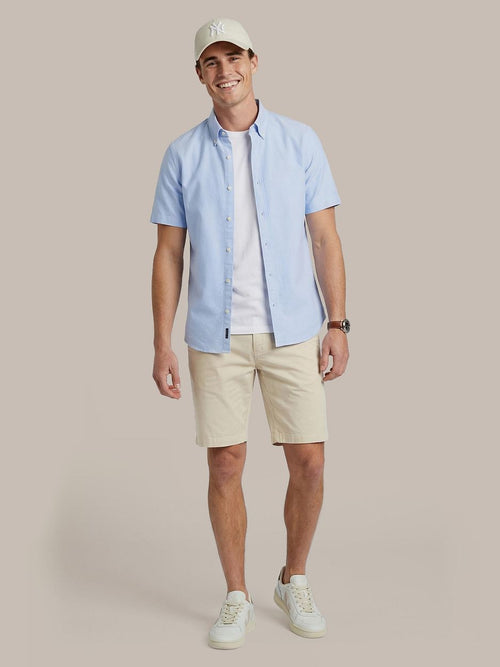 Short sleeve overhemd Oxford yale lichtblauw