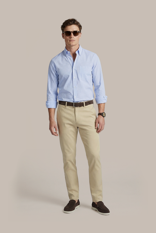 Overhemd checks blauw roze