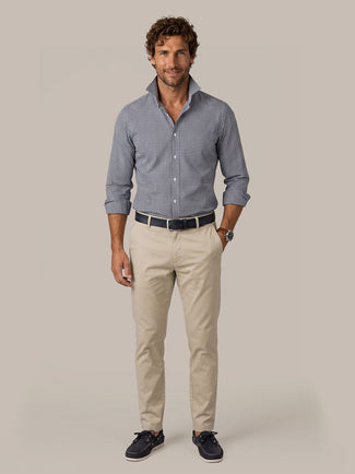 Overhemd vichy ruit donkerblauw