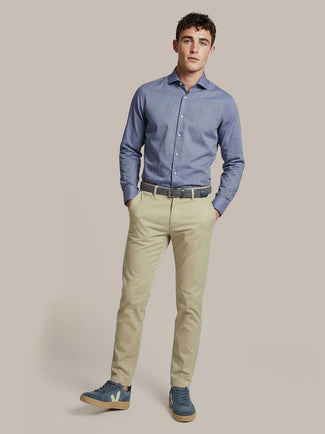 Overhemd Oxford melange blauw