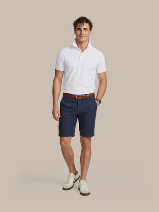 Milwau short linen donkerblauw