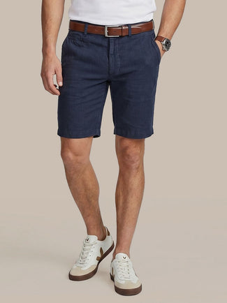 Milwau short linen donkerblauw