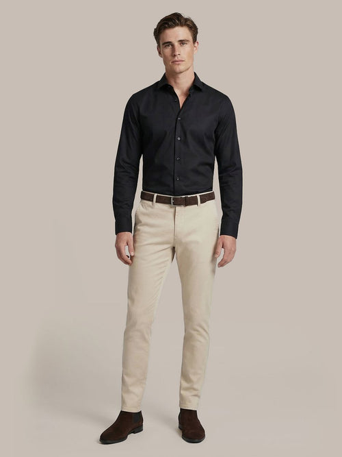 Overhemd extra lange mouwen twill zwart