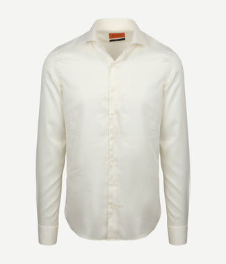 Suitable overhemd extra lange mouwen twill ecru | Slim-fit