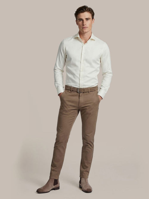 Overhemd extra lange mouwen twill ecru