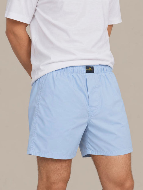 Boxershort solid poplin lichtblauw