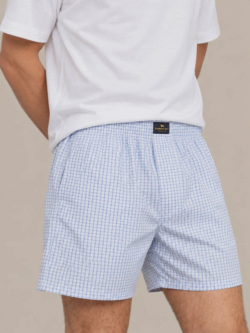 Boxershort ruit lichtblauw