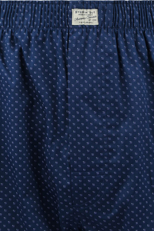 Boxershort print donkerblauw