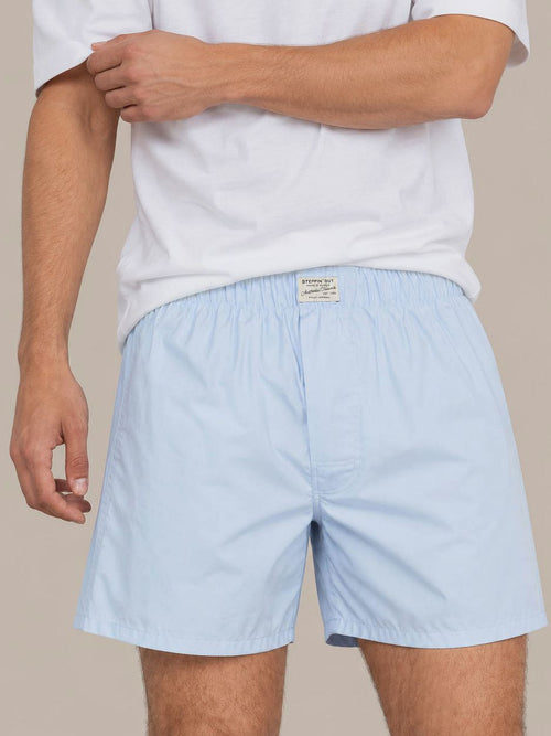Boxershort poplin solid licht blauw