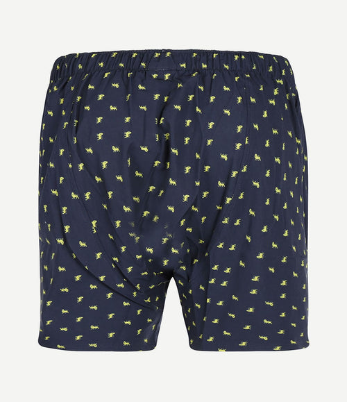 Boxershort poplin print donkerblauw