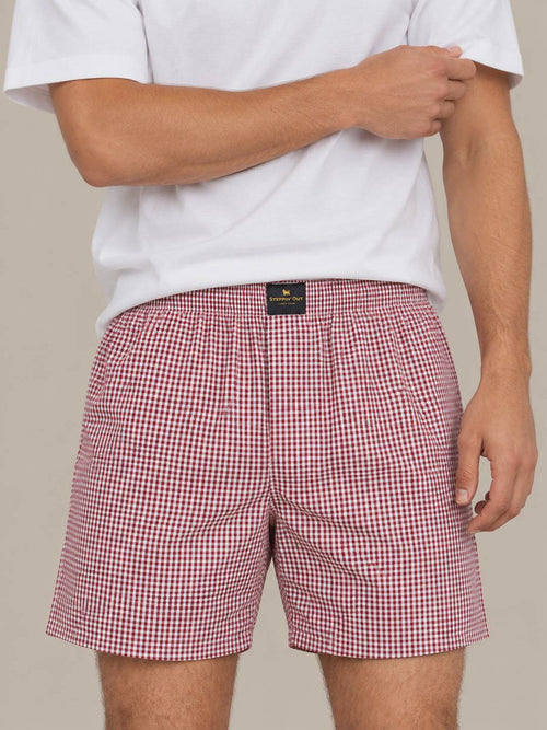 Boxershort poplin ruiten rood
