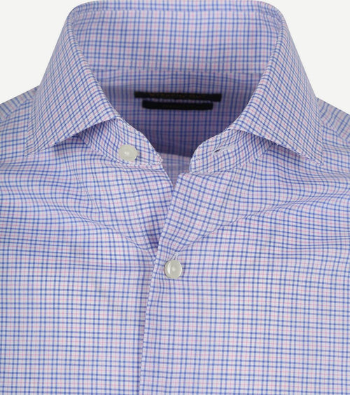 Overhemd ruiten blauw roze