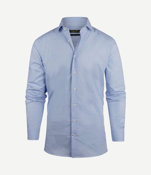 Overhemd slim-fit ruit lichtblauw