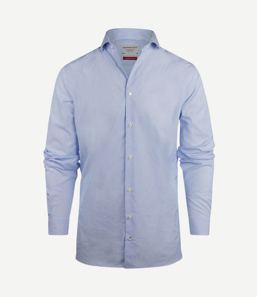 Overhemd gestreept extra lange mouw cutaway light blue
