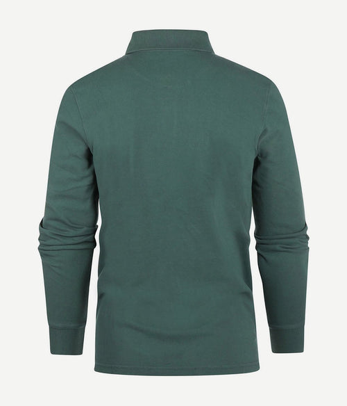 Longsleeve polo piqué klassiek donkergroen