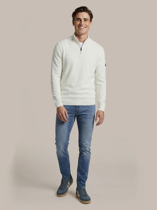 Race halve rits trui off white