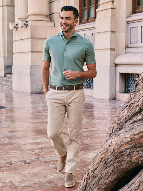 Shortsleeve sorona overhemd erik groen