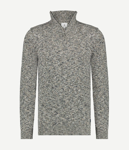 State of Art halve rits melange donkerblauw | Regular-fit