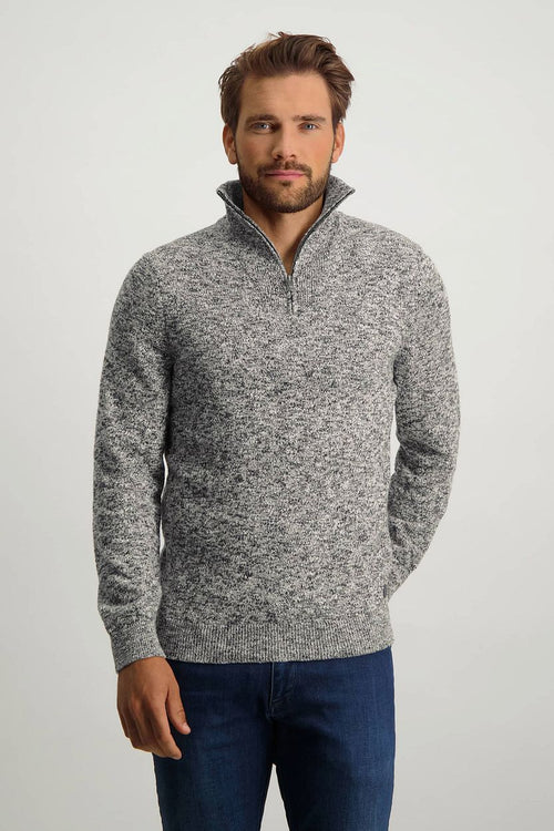 State of Art halve rits melange donkerblauw | Regular-fit