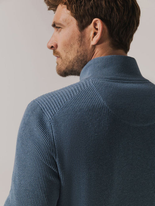 State of Art halve rits trui blauw | Regular-fit