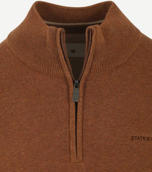 State of Art halve rits trui hazelnut bruin | Regular-fit