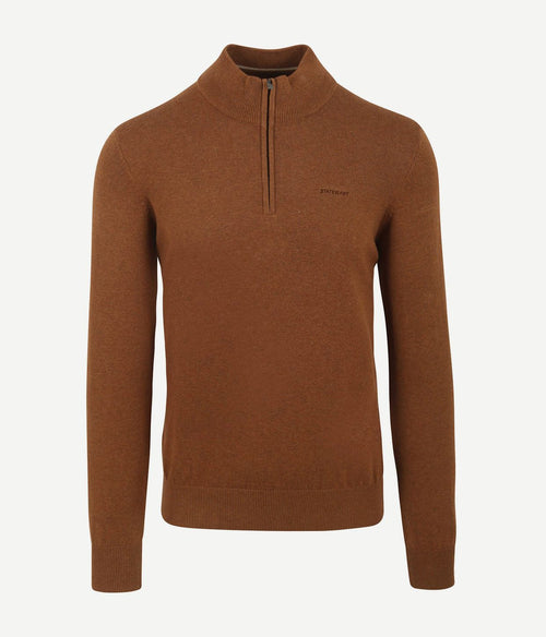 State of Art halve rits trui hazelnut bruin | Regular-fit