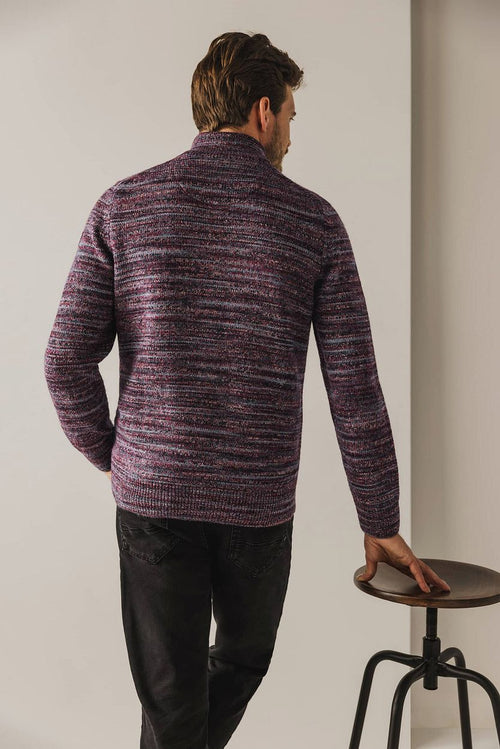 State of Art halve rits trui melange bordeaux | Regular-fit