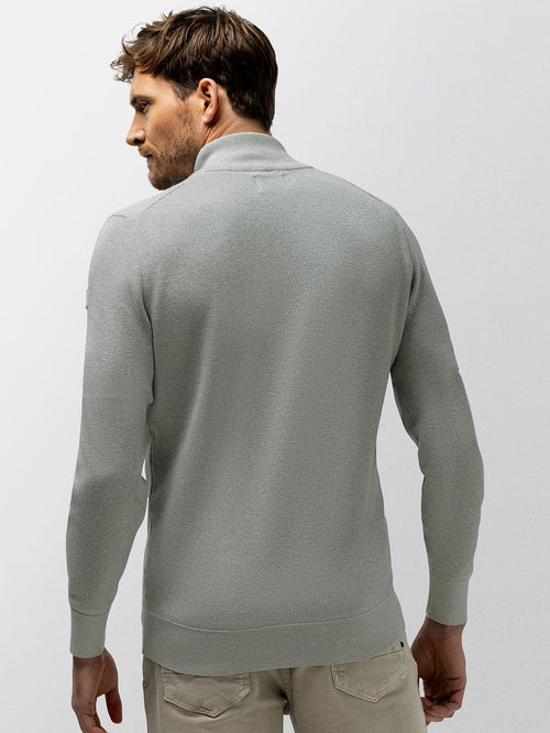 halve rits trui melange lichtgroen