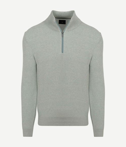 halve rits trui melange lichtgroen