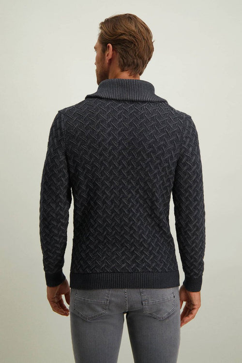 State of Art halve rits trui melange donkerblauw | Regular-fit
