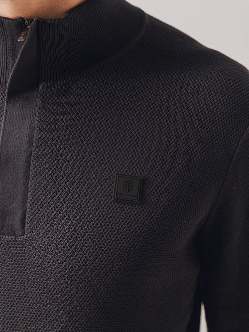 State of Art halve rits trui structuur antraciet | Regular-fit