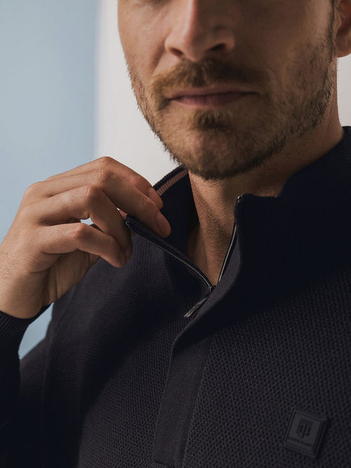 State of Art halve rits trui structuur antraciet | Regular-fit