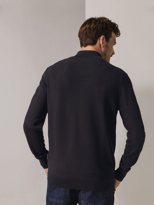 State of Art halve rits trui structuur antraciet | Regular-fit