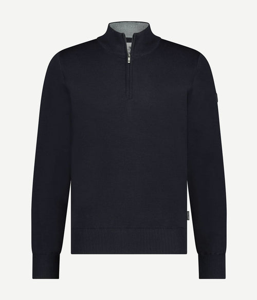 State of Art halve rits trui wol blend donkerblauw | Regular-fit