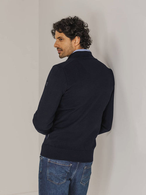 State of Art halve rits trui wol blend donkerblauw | Regular-fit