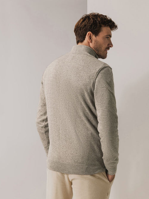 State of Art halve rits trui wool blend melange taupe | Regular-fit