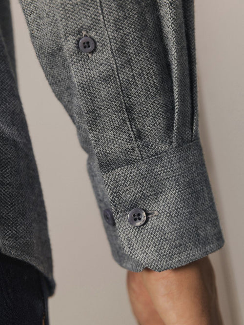 State of Art knitted Oxford overhemd grijs | Regular-fit