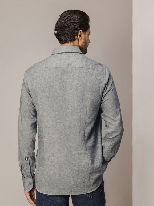 State of Art knitted Oxford overhemd grijs | Regular-fit