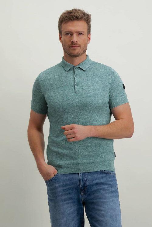 State of Art knitted poloshirt groen