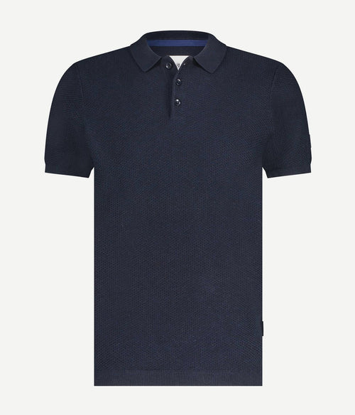 State of Art knitted poloshirt donkerblauw