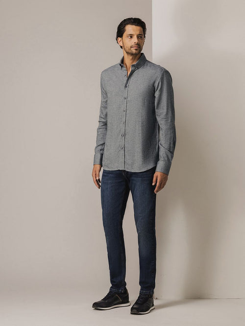 State of Art knitted Oxford overhemd grijs | Regular-fit